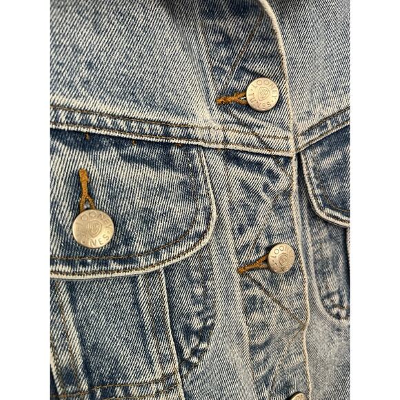 Vintage 1995 Warner Bros Looney Tunes Embroidered Denim Jean Jacket Vest L - Picture 3 of 6
